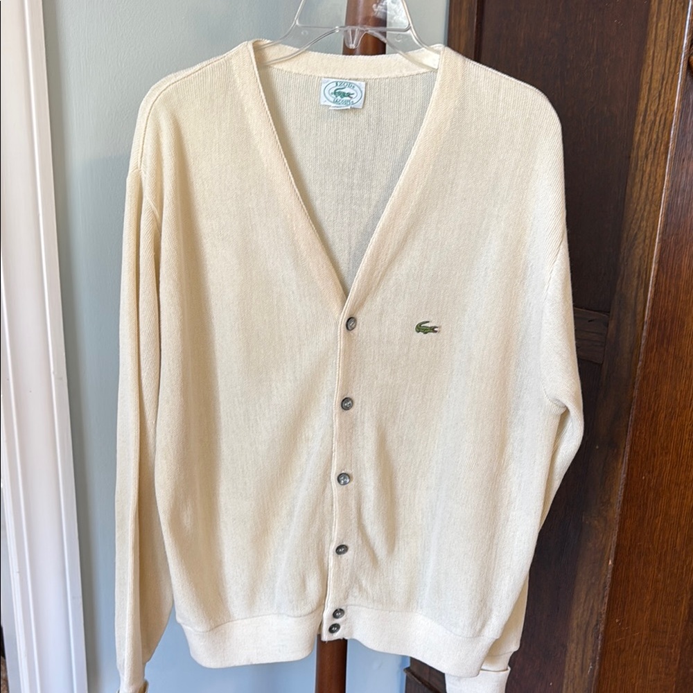Lacoste Cream Cardigan Size Large